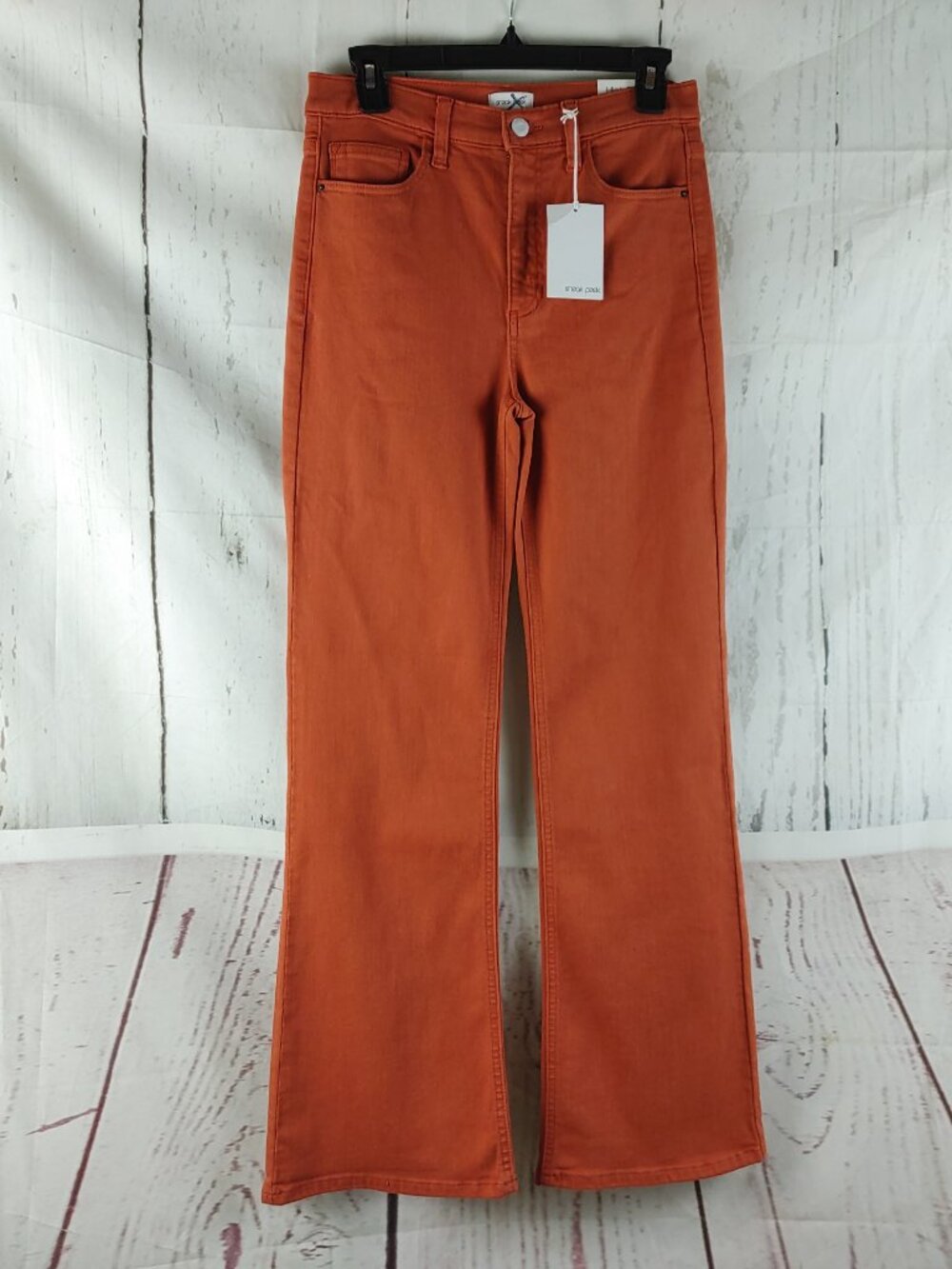 NWT Sneak Peek Junior Size 7/W28 High Rise Flared Orange Jeans 28x30.5